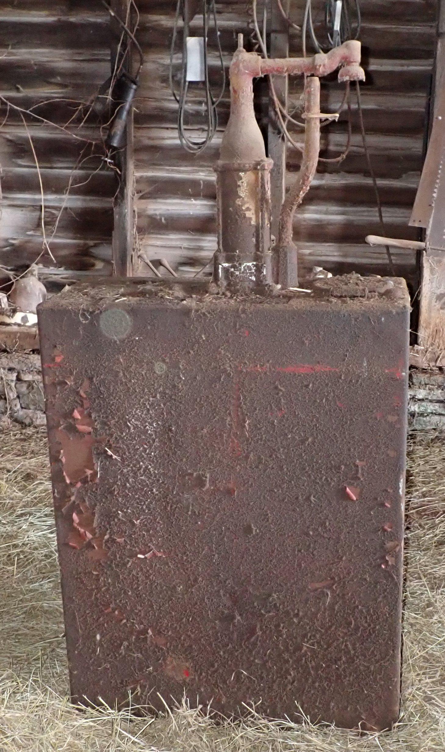 Antique / Vintage Oil Pump Tank: Approx 13" x 29" x 59" total height.