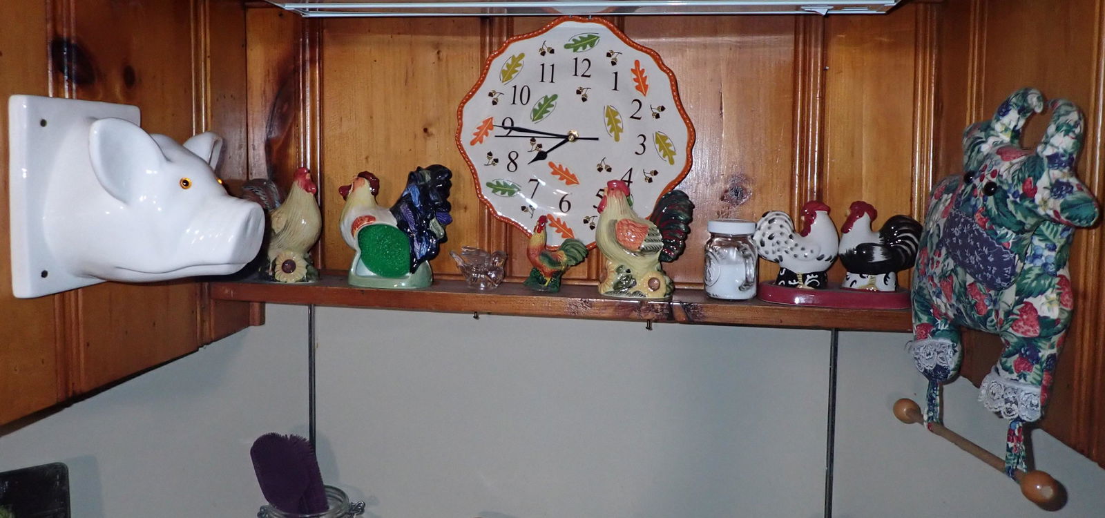 Chickens Porcelain Pig Wall Clock (1 of 2)