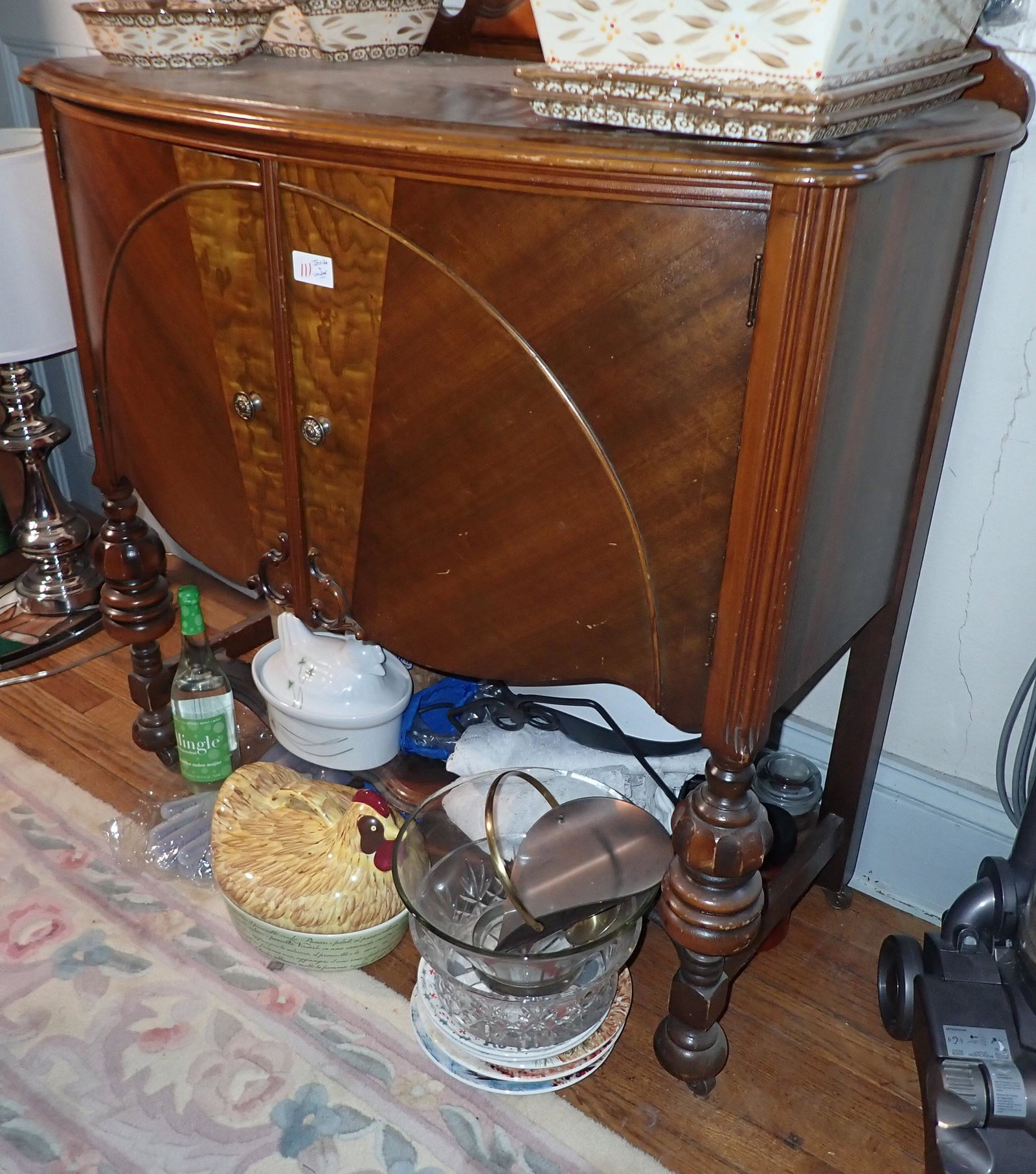 Art Deco Server: Approx 18 1/2" x 38" x 42" tall. Pick up in afternoon only. Does not include items in,on , or under it