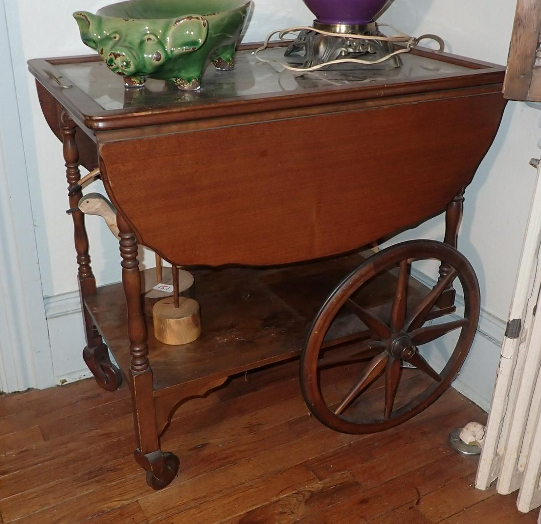 Tea Cart: Approx 18 1/4" x 28 1/4" x 27" tall . Does not include items on it