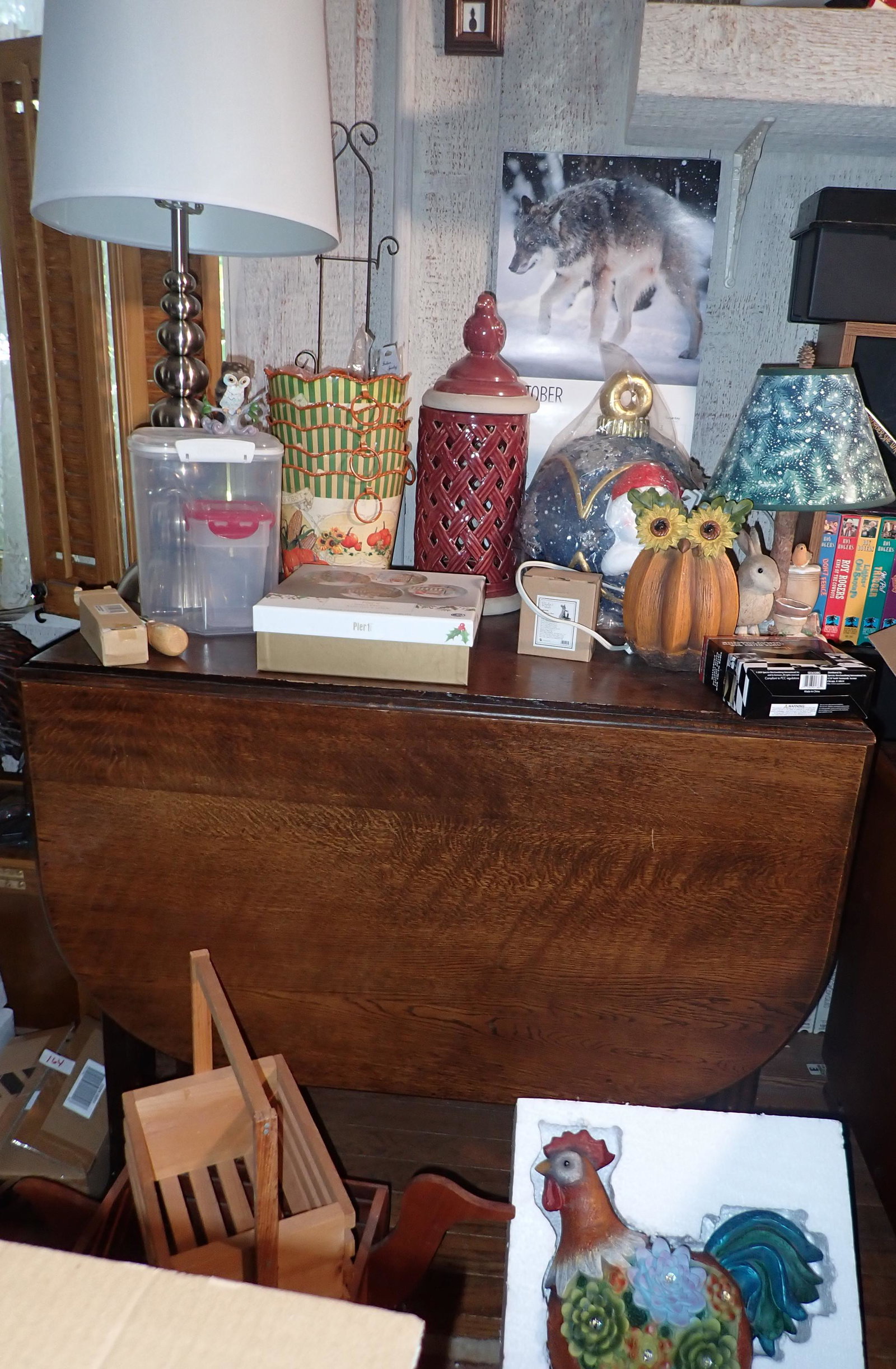 Table and Cabinet Contents: Lot includes all pictured on table & Cabinet. Also includes all pictured in front of them. Must be removed before noon.