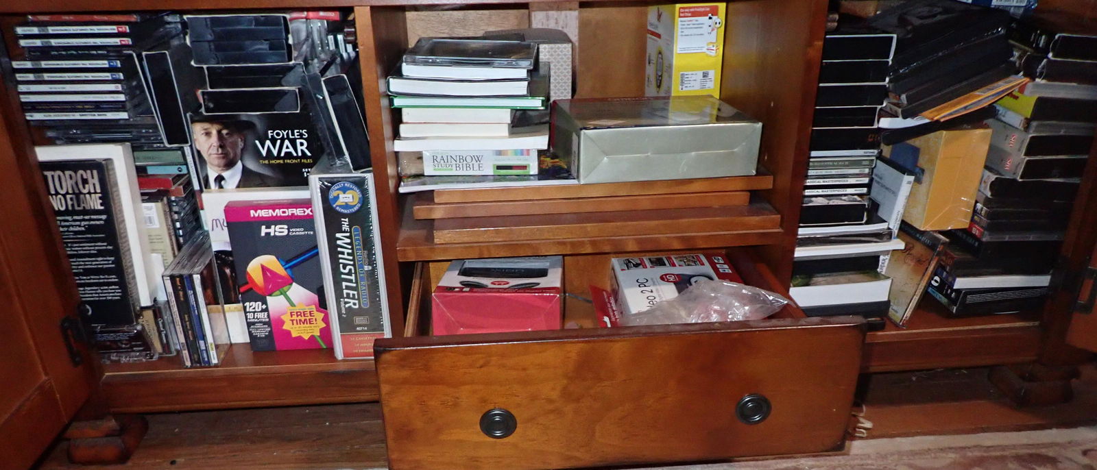 Cd's VHS Tapes Cabinet and Misc (1 of 7)