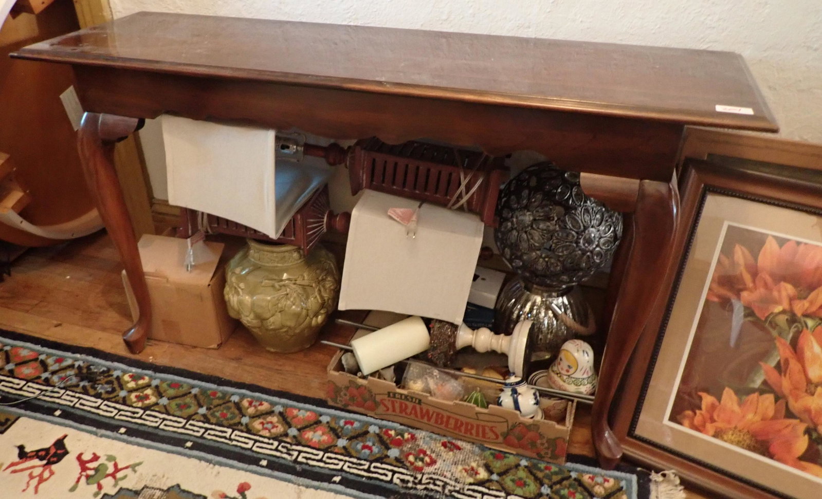 Console Table: Approx 16" x 52" x 29" tall