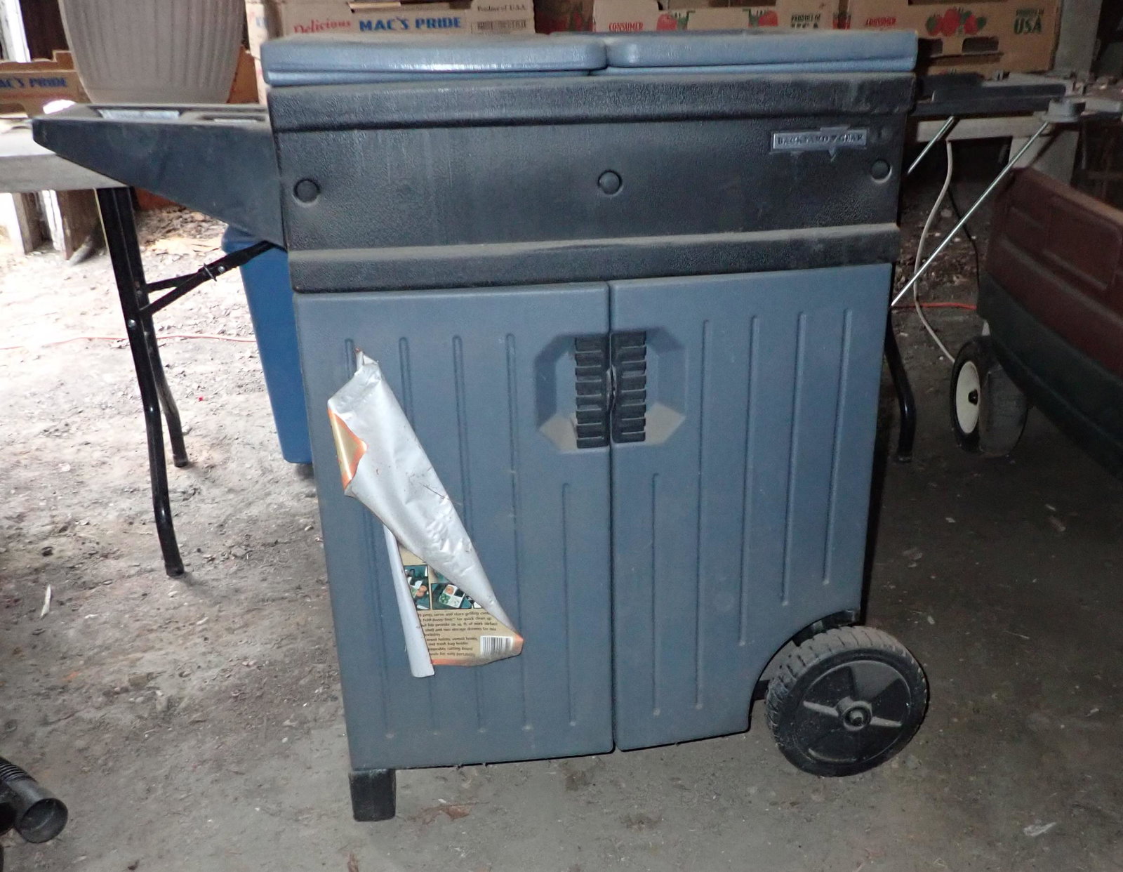 Backyard Gear Outdoor Barbecue Station: Overall dimensions are approx 17" x 37 1/2" (with right side shelf folded down) x 35" tall.