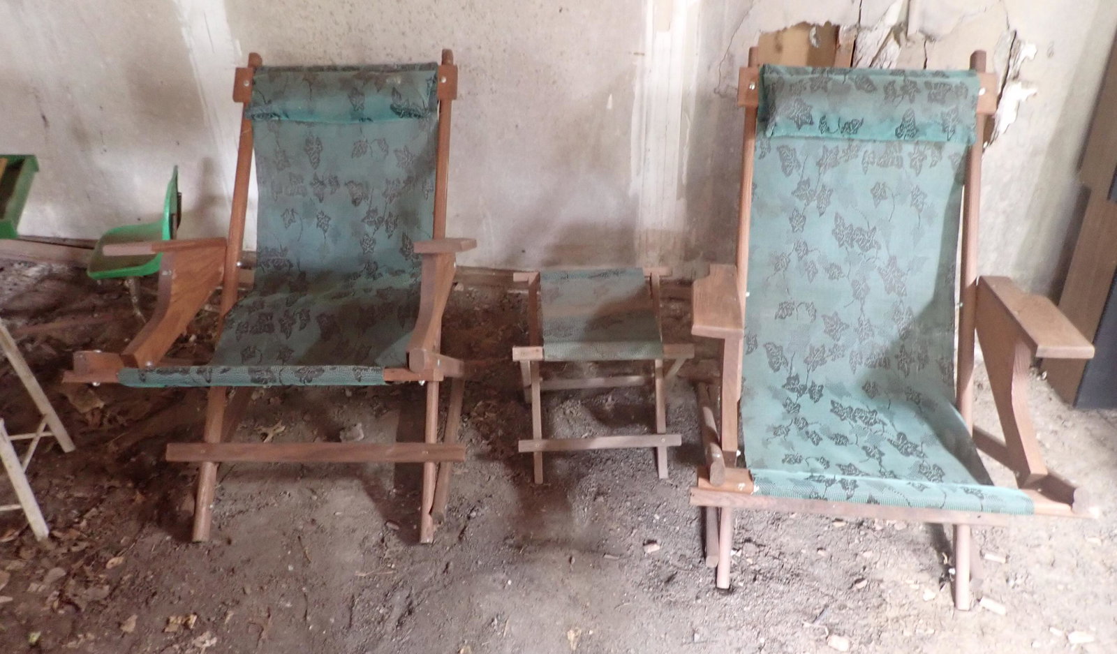 Folding Wooden Patio Rockers and Stool: 2 rockers and stool