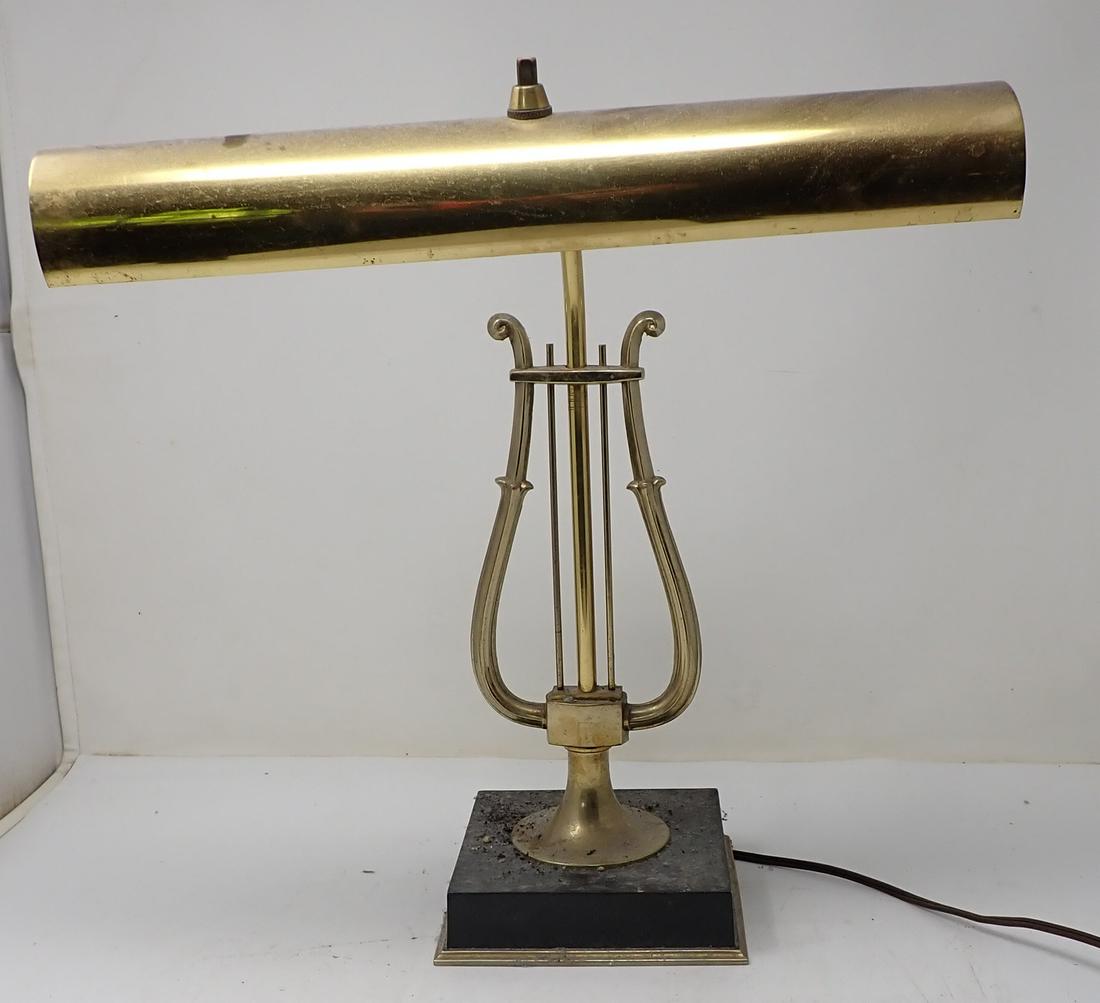 Brass Harp Desk Lamp: Approx 12 1/4" wide and 15" tall