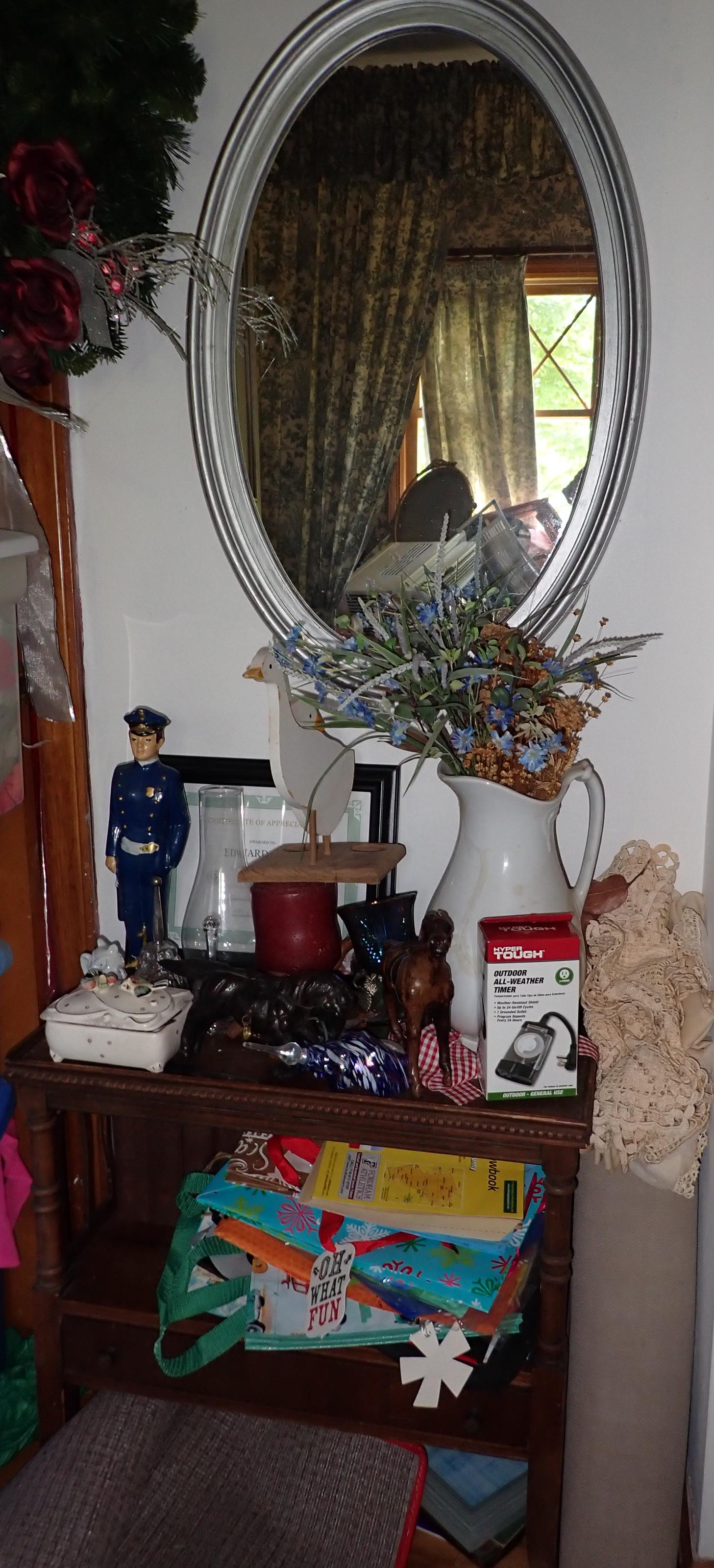 Mirror Table Contents & Wreath: Take what you want and leave the rest