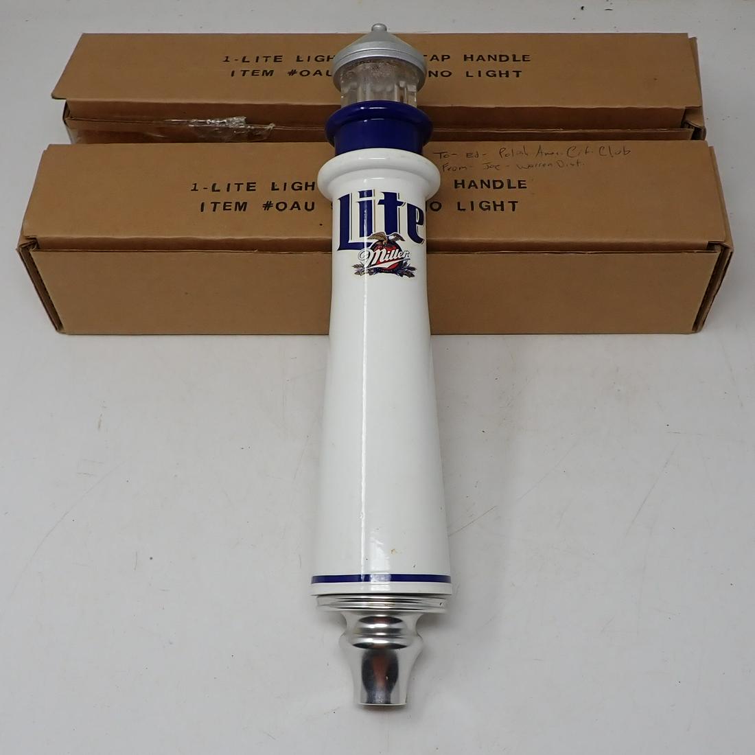 3 Miller Lite Lighthouse Beer Tap Handles