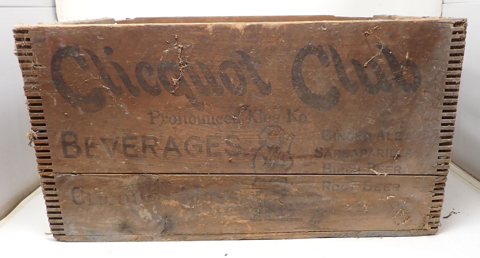 Clicquot Club Wooden Crate: Approx 14" x 20" x 11" tall.