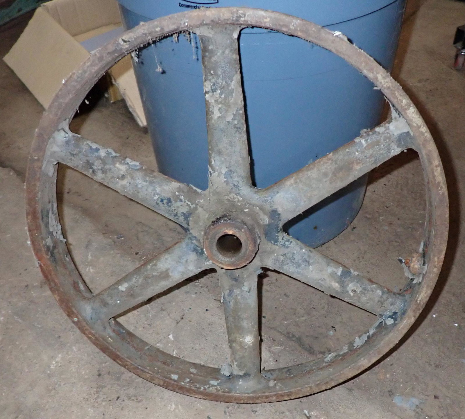 Steel Pulley: Apprx 20 1/2" in diameter and 2 1/4" wide