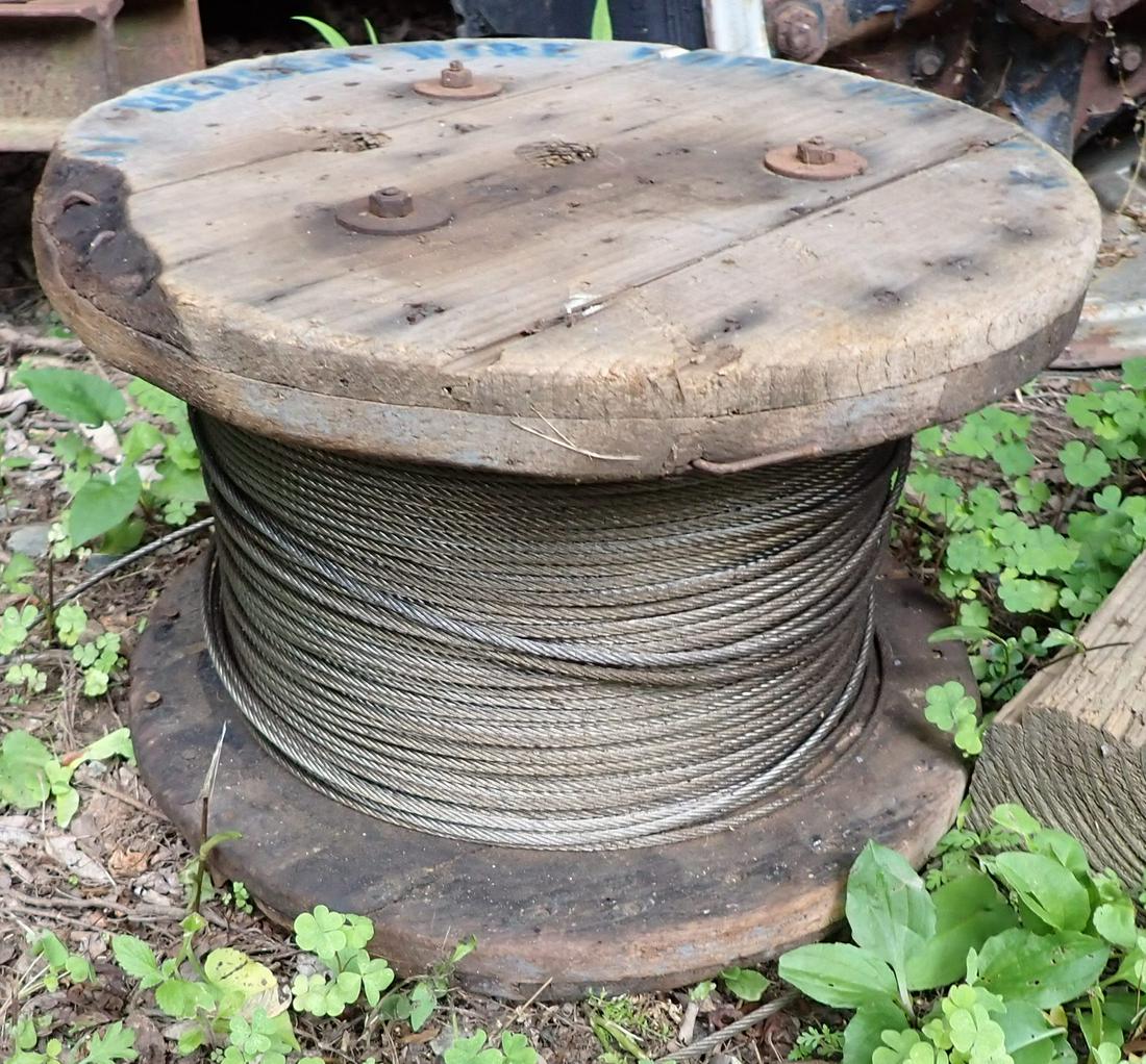 3/16" Cable: Wooden spool is apprx 15" in diameter and cable is approx down the spool 2" . Use your judgement for length