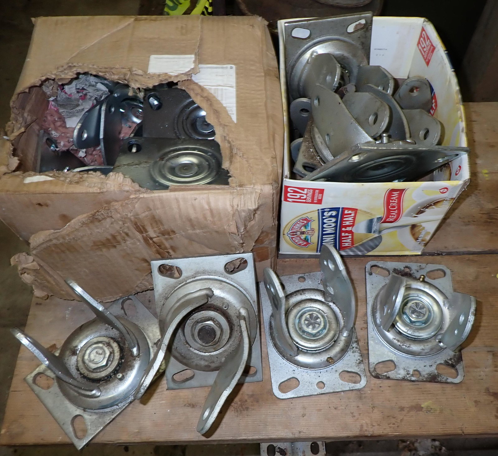 Colson Swivel Caster Wheel Brackets: Approx 19 swivel casters. No wheels. Mounting plate is approx 4 1/2" x 6 1/4"