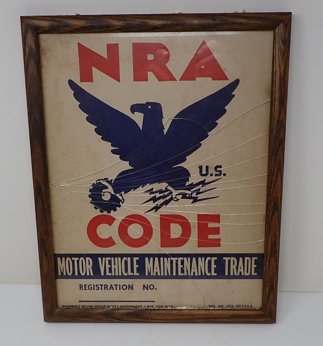 NRA Code Motor Vehicle Maintenance Sign (1 of 2)