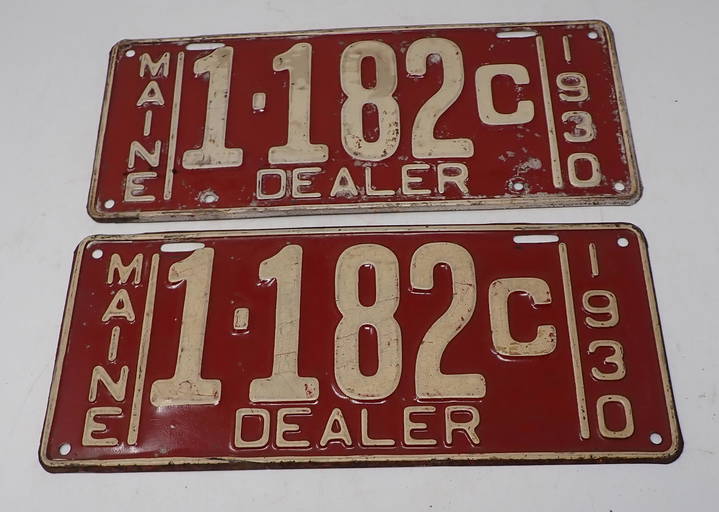 Pair Of 1930 Maine Dealer License Plates