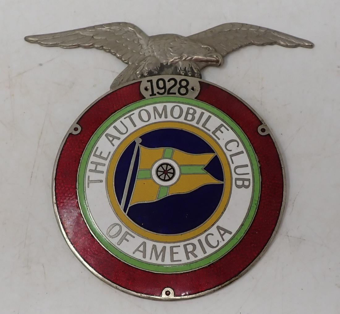 1928 Automobile Club Brass Enameled Badge (1 of 2)
