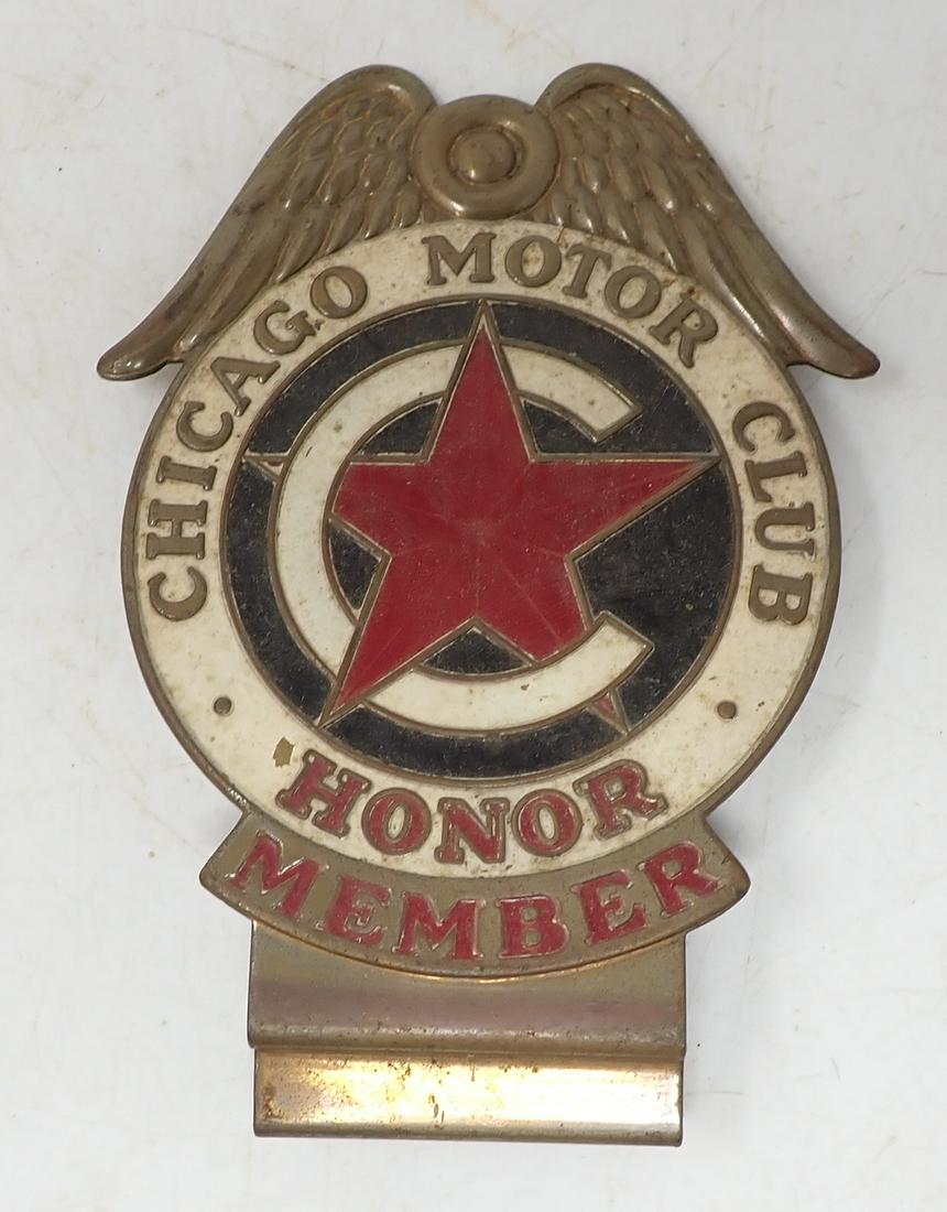 Chicago Motor Club License Plate Brass Badge (1 of 2)