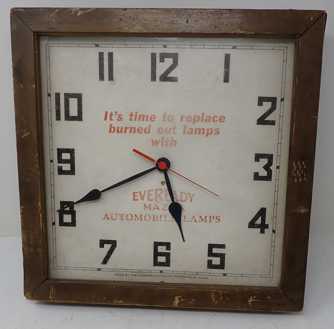 Eveready Mazda Automobile Lamps Clock (1 of 4)