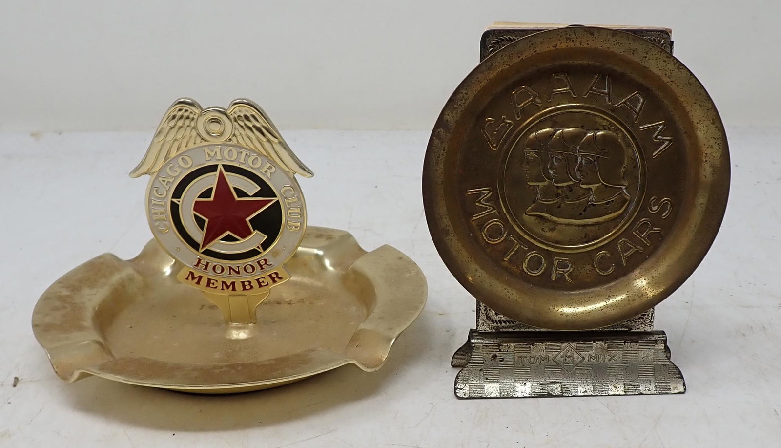 Graham Motor Cars & Chicago Motor Ashtrays: Graham is taped or glued on a Tom Mix Frame