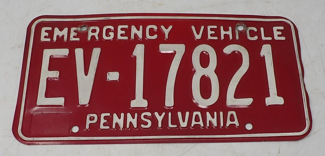 Pennsylvania Emergency Vehicle License Plate (1 of 1)