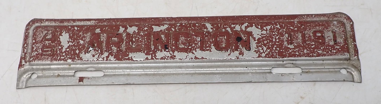 1949 Arlington License Plate Topper: Approx 2 1/2" x 12"