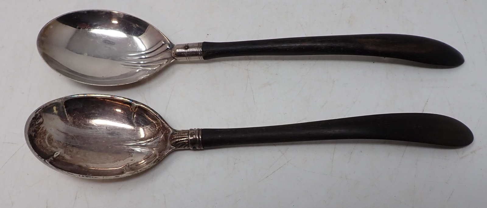 Serving Spoons incl Gorham: Approx 11 1/2" long. Both have wooden handles. One marked Gorham