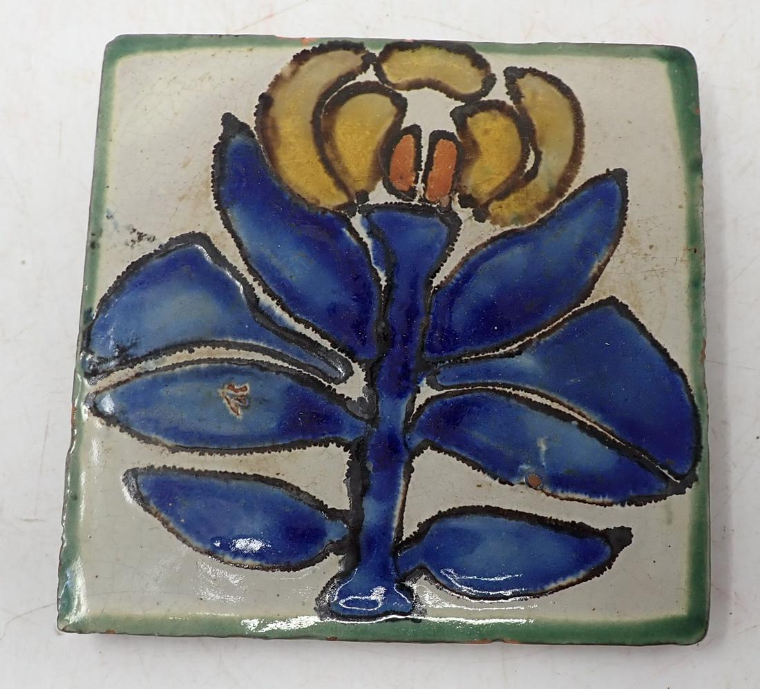 Floral Tile: Approx 5 1/2" x 5 1/2" x 1/2" thick. Has felt on back side