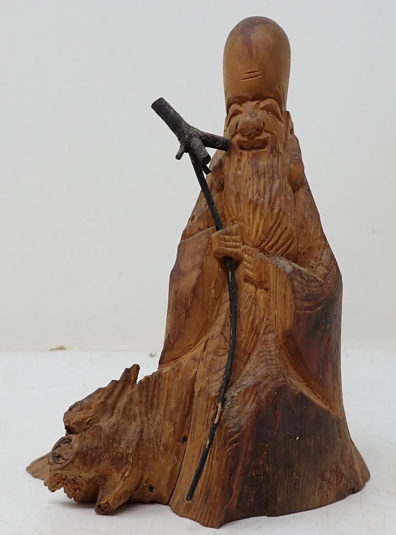 Carved Wooden Monk Figure (1 of 2)