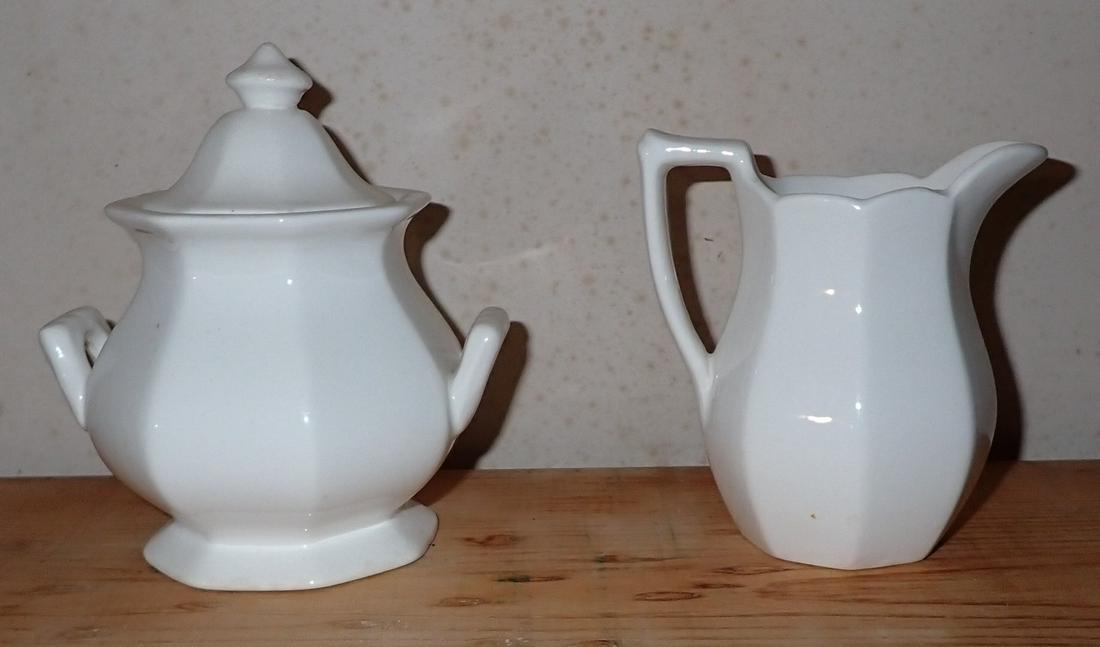 Adams Ironstone Creamer and Sugar: Sugar is approx 5" tall