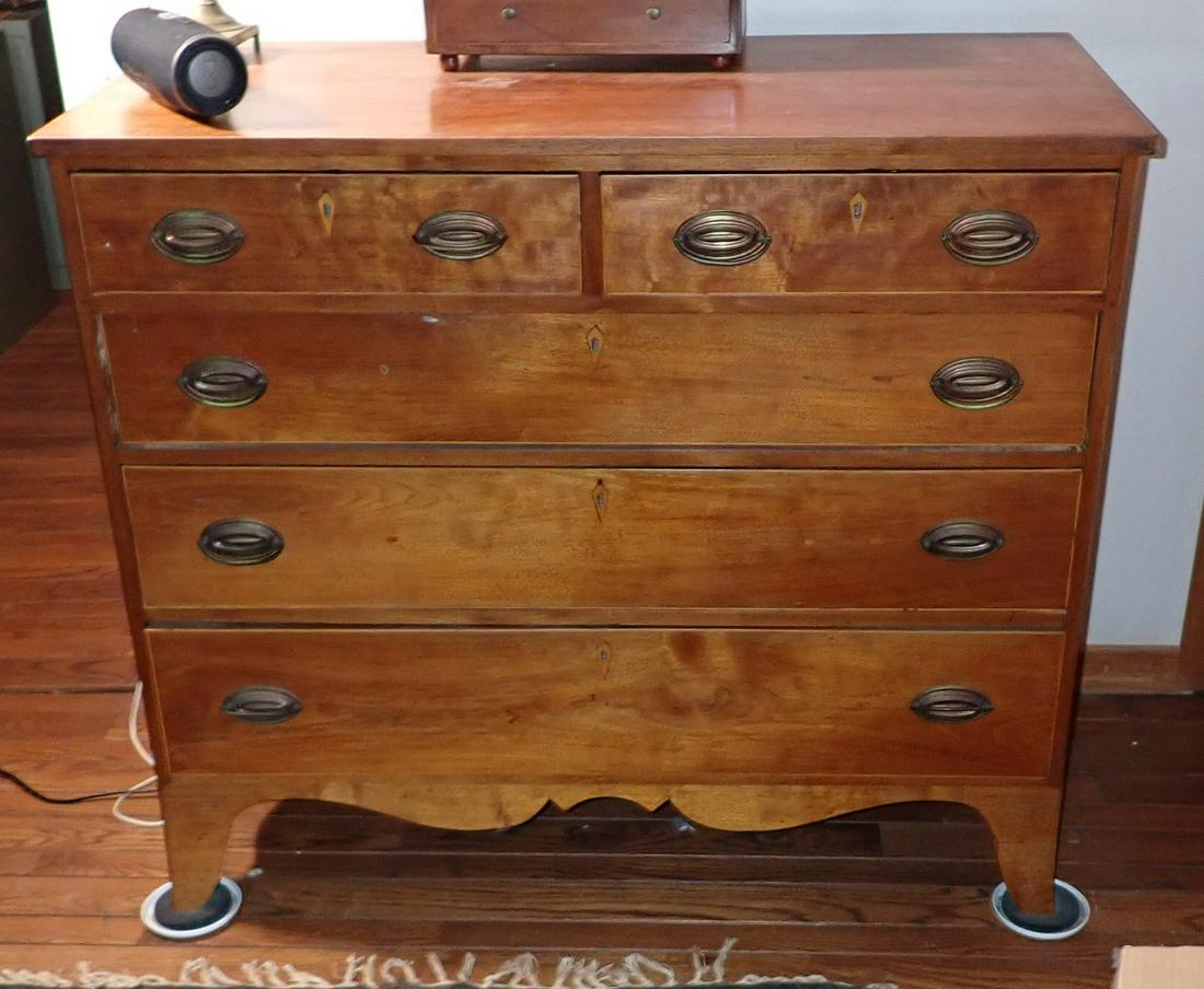 Chest of Drawersw/ Inlaid Escutcheons: Approx 20 1/4" x 45" x 39 1/4"