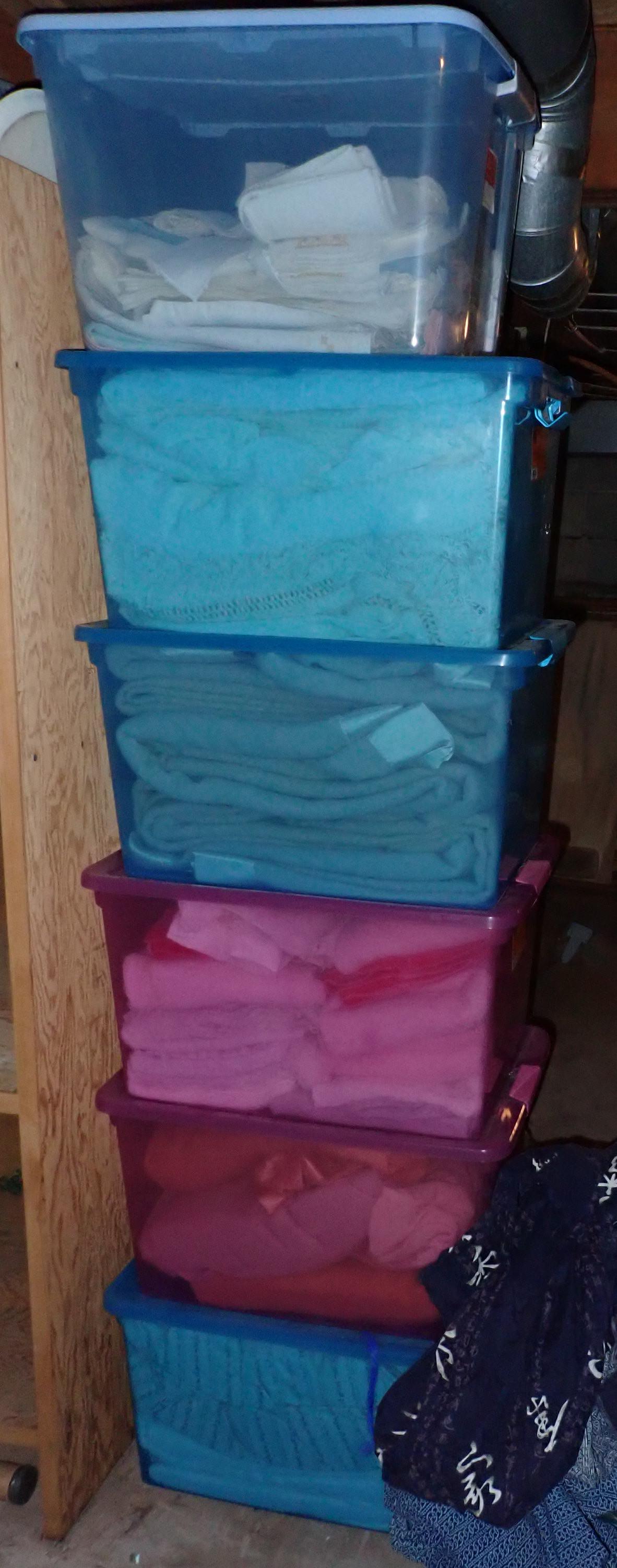 6 Totes of Sheets Linens ,and Misc (1 of 7)