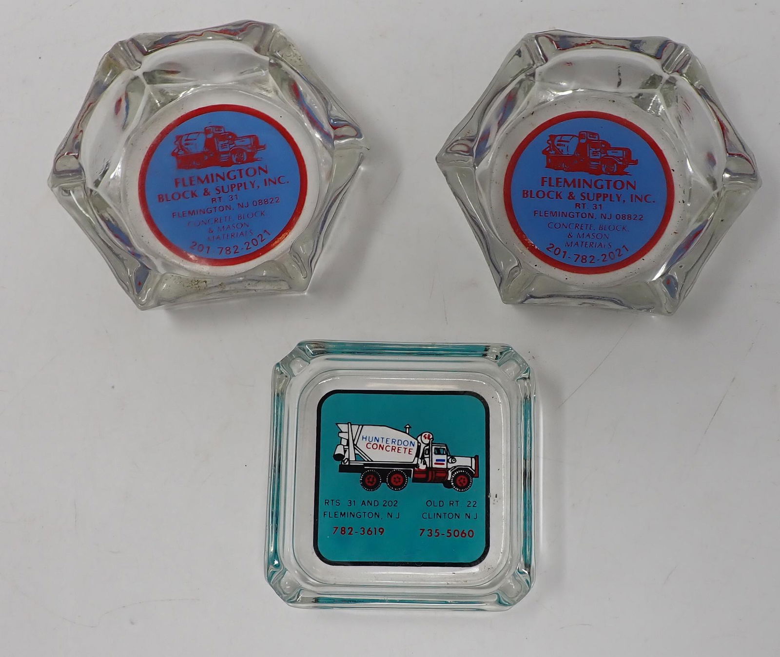 3 Vintage Flemington Block Ashtrays (1 of 1)