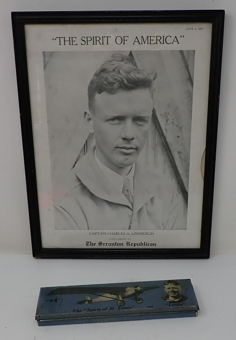 Lindbergh Framed Magazine Cover & Tin (1 of 2)