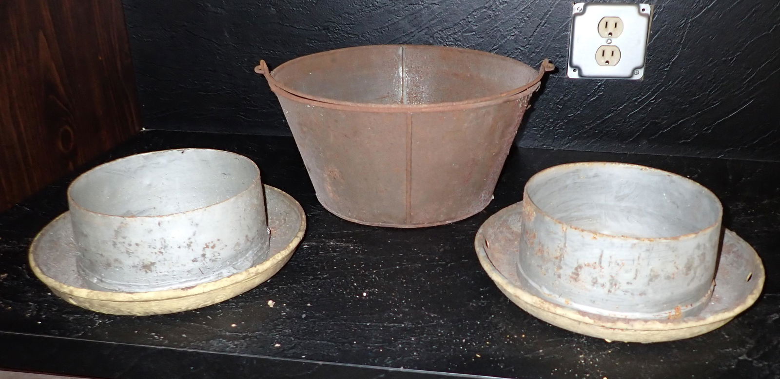 2 Milk Can Lids and Tin Pail (1 of 2)