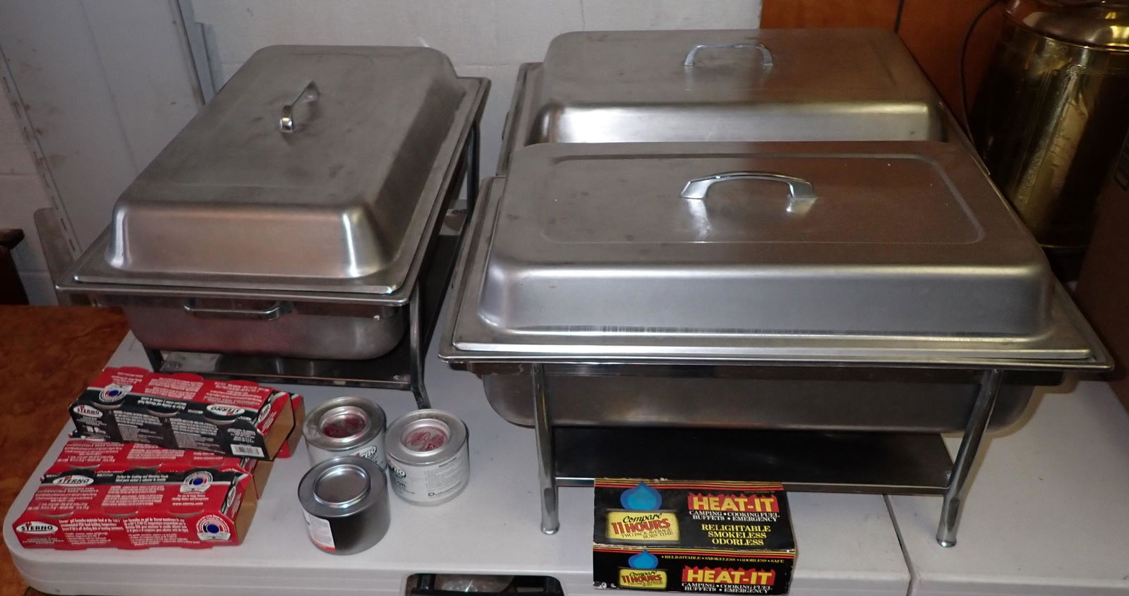 3 Stainless Steel Chafing Dishes & Sternos (1 of 3)