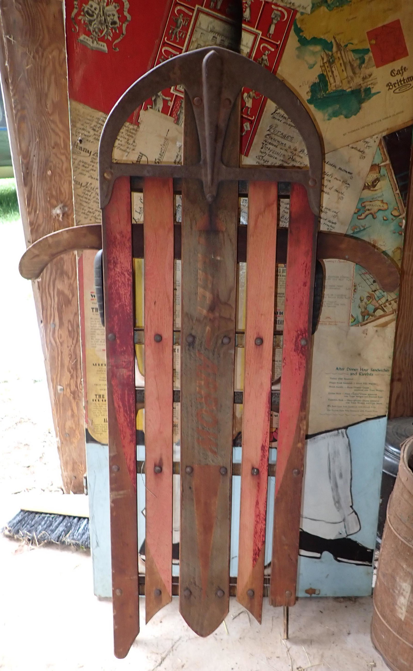 Vintage Fleet Arrow Sled: Apprx 24" wide and 42" long