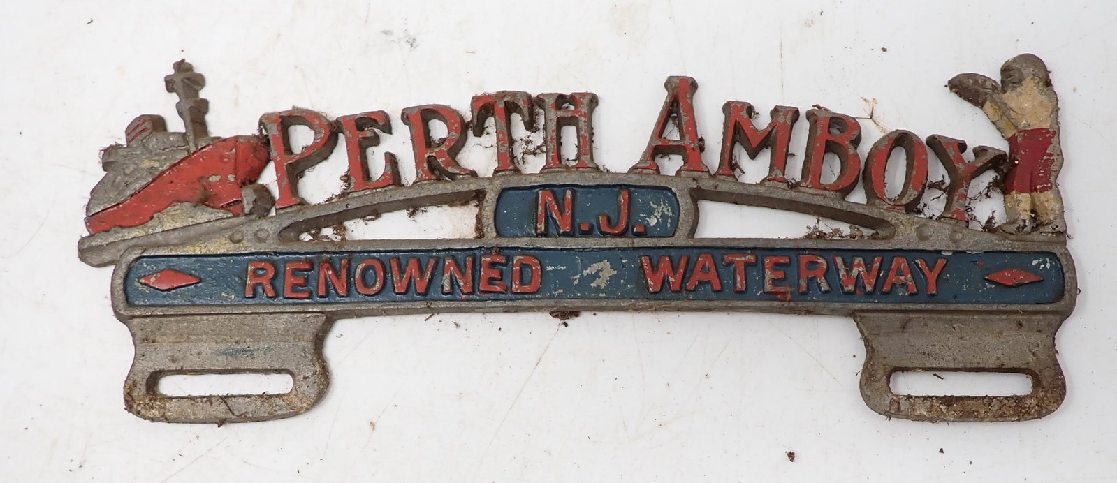 Perth Amboy NJ Renowned Waterway License Plate Topper: License Plate topper is approx 11" long