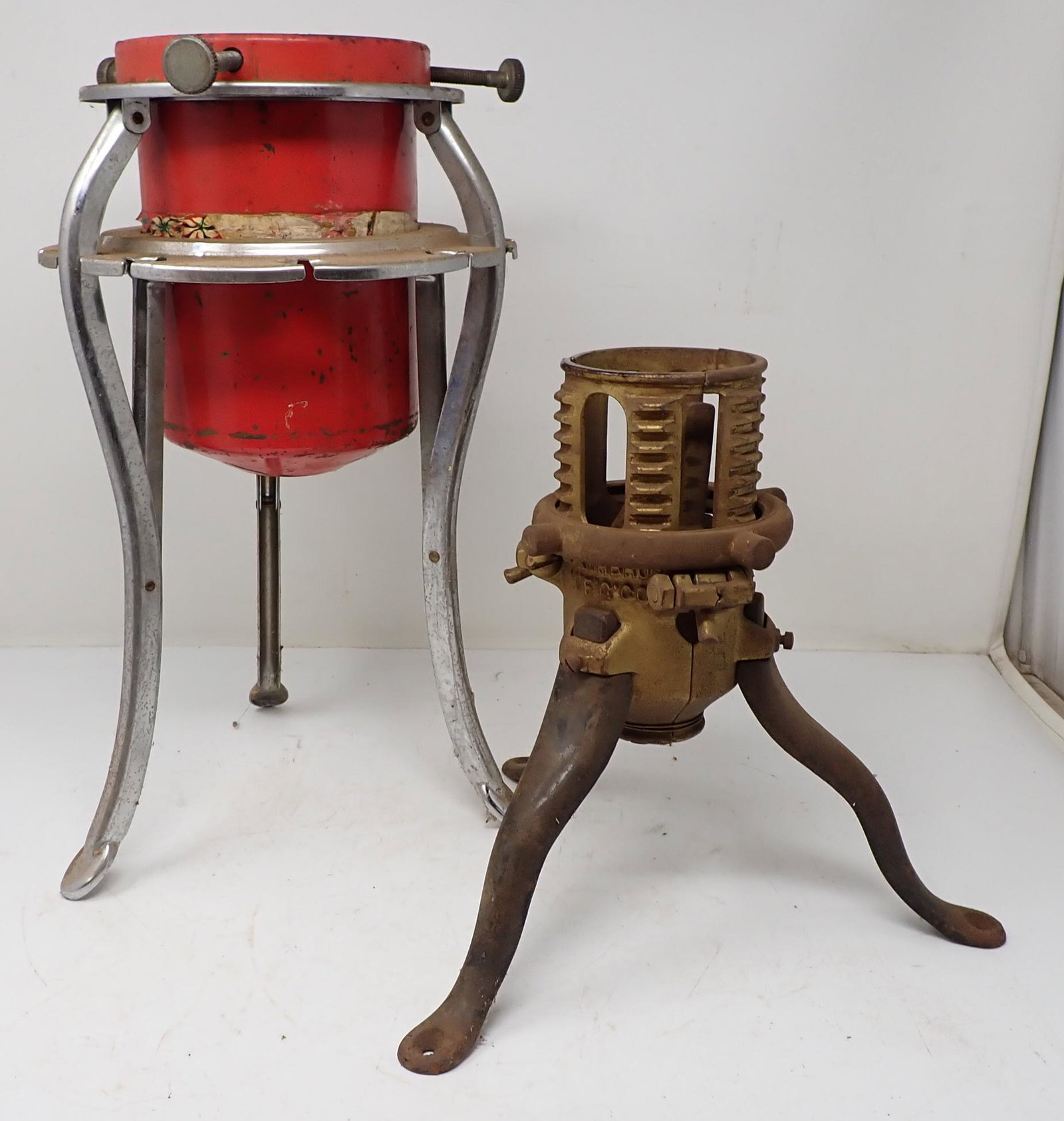 Antique Cast Iron North Bros Christmas Tree Stand: Also included is vintage christmas tree stand. Cast Iron stand is approx 10 1/8" tall