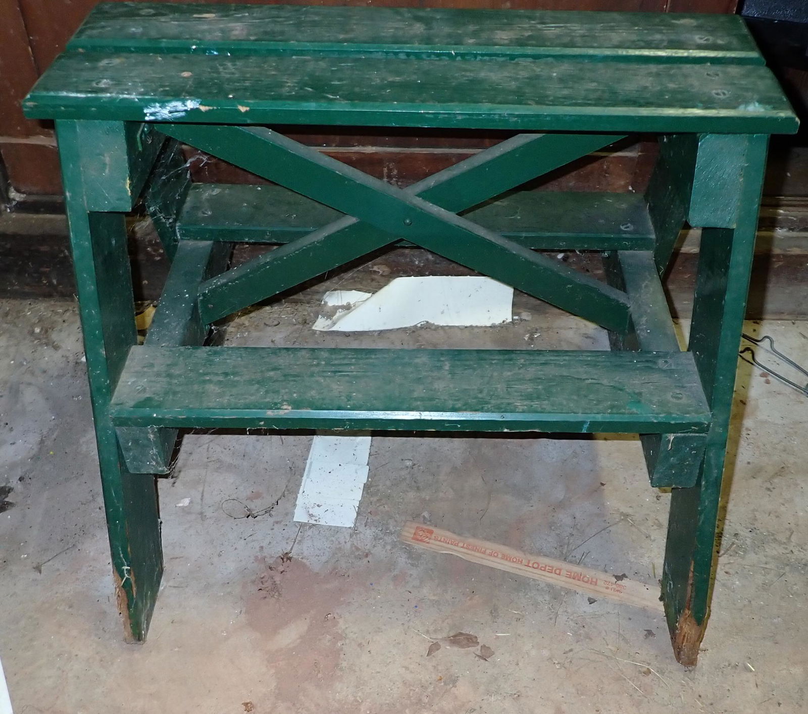 Green Painted Plant Stand / Bench (1 of 3)
