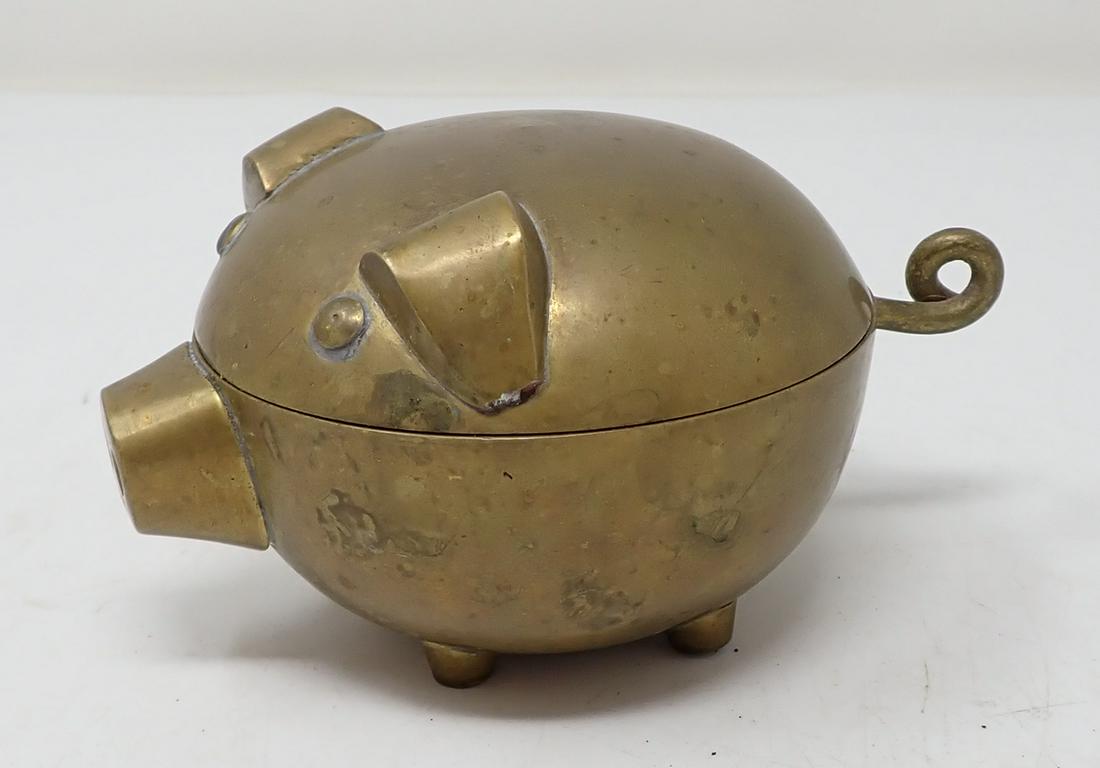 Brass Pig Trinket Box: Approx 5" long and 3" tall
