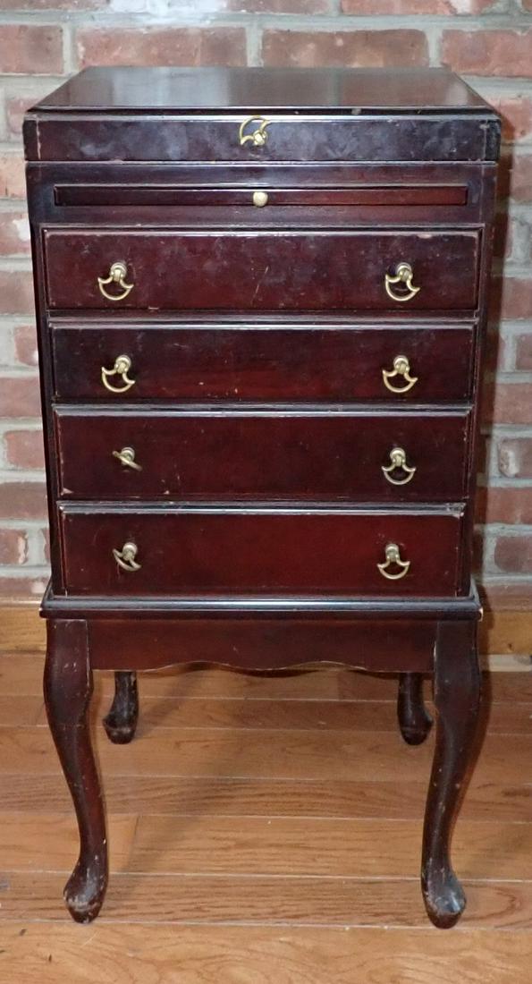 Silver Chest: Approx 13" x 15" x 32 1/2" tall