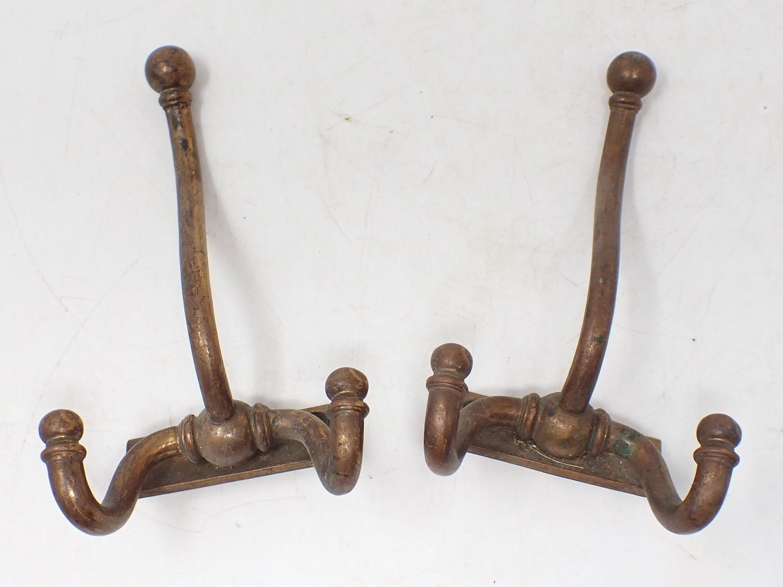 Heavy Brass Coat Hooks: Approx 3 7/8" wide and 7" long