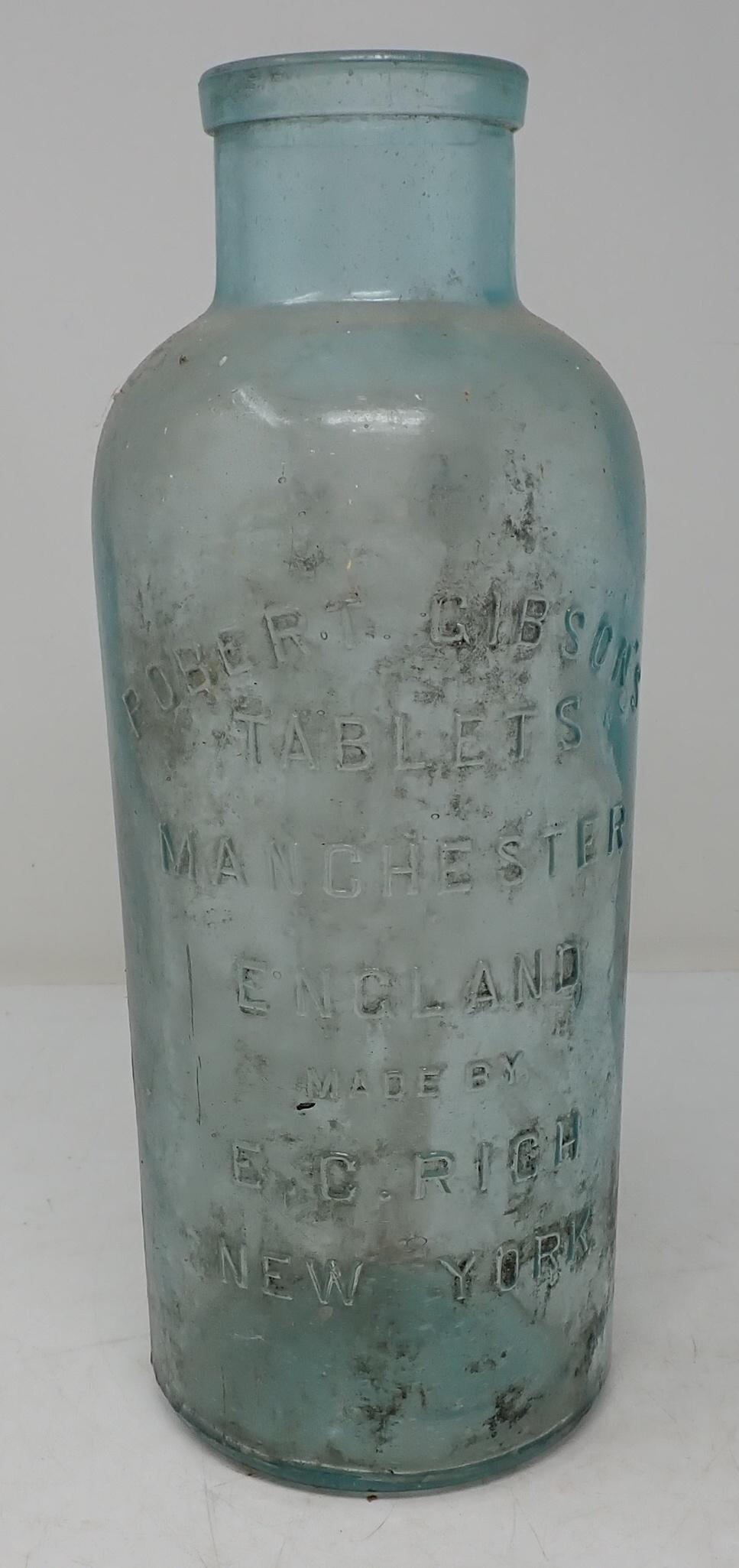Robert Gibson Tablets Bottle: Approx 4 3/4" in diameter and 13" tall