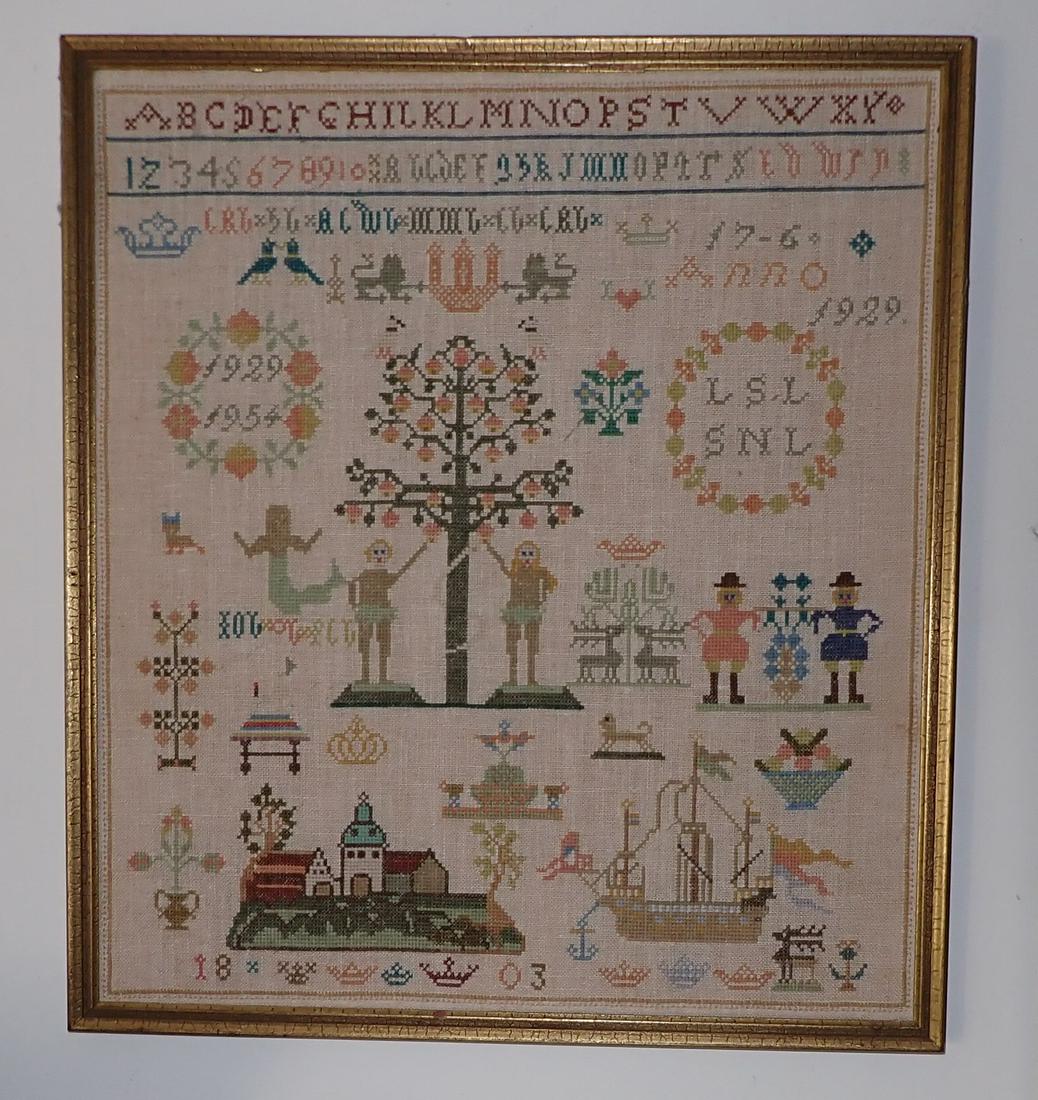 1929 Sampler: Apprx 16" x 17 3/4"
