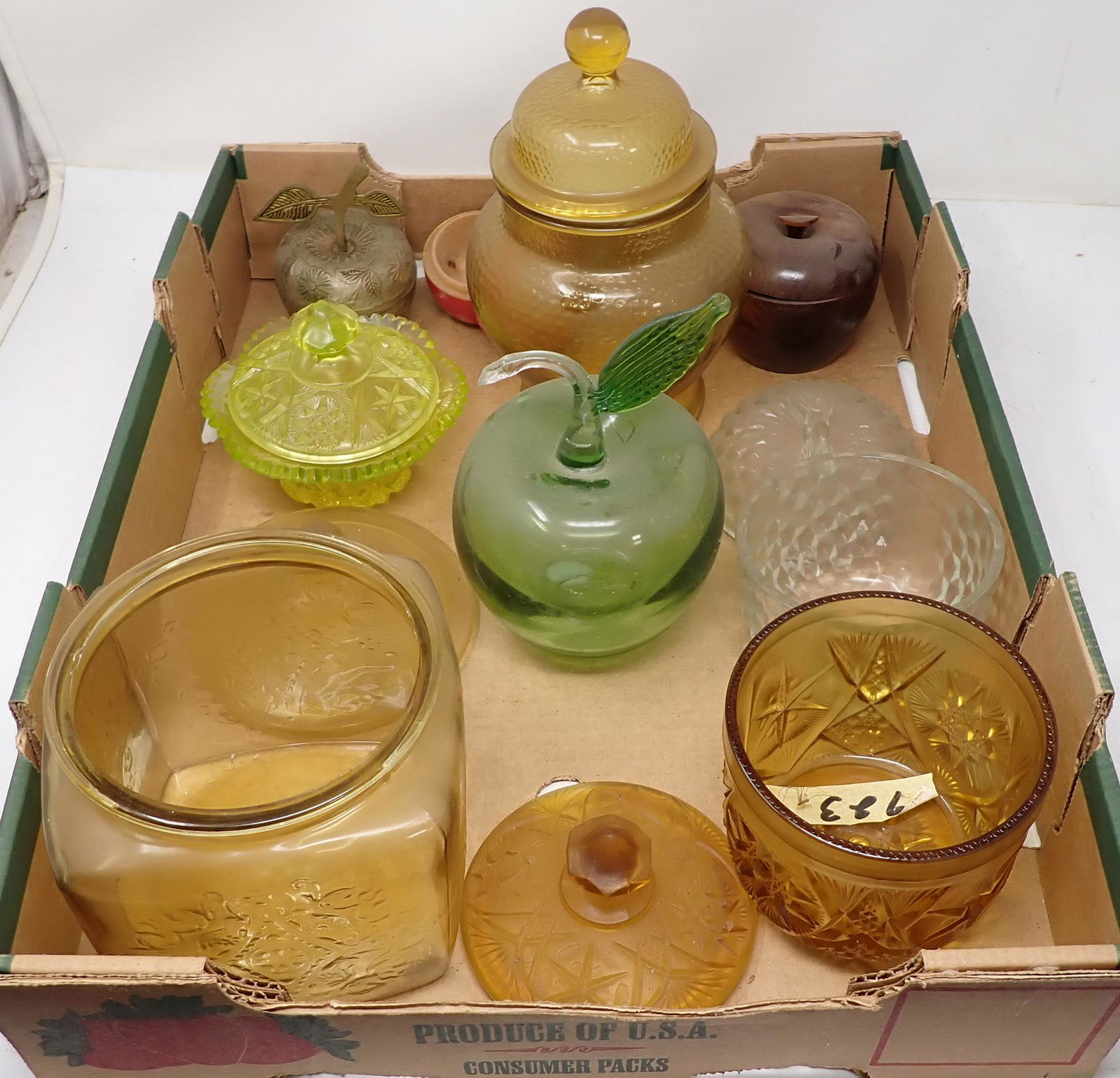 Art Glass Wooden Brass Apples Misc Glassware (1 of 4)