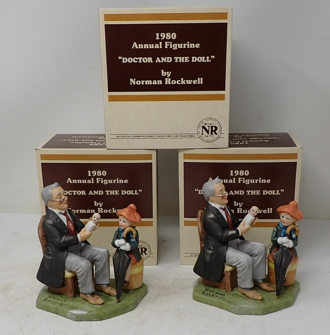3 1980 Norman Rockwell Annual Figurines: Approx 6" tall