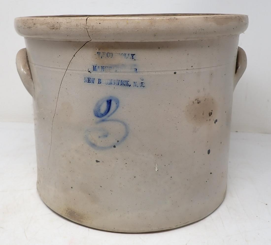 Connolly New Brunswick NJ Stoneware Crock: Stoneware crock is 3 gallon