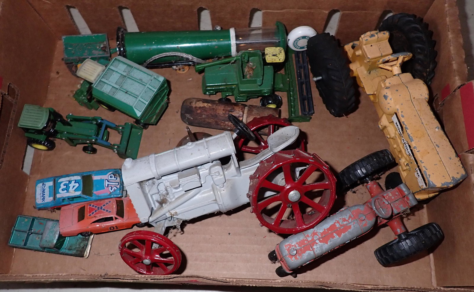 Toys including Tractors and Gas Pump: Getting all pictured