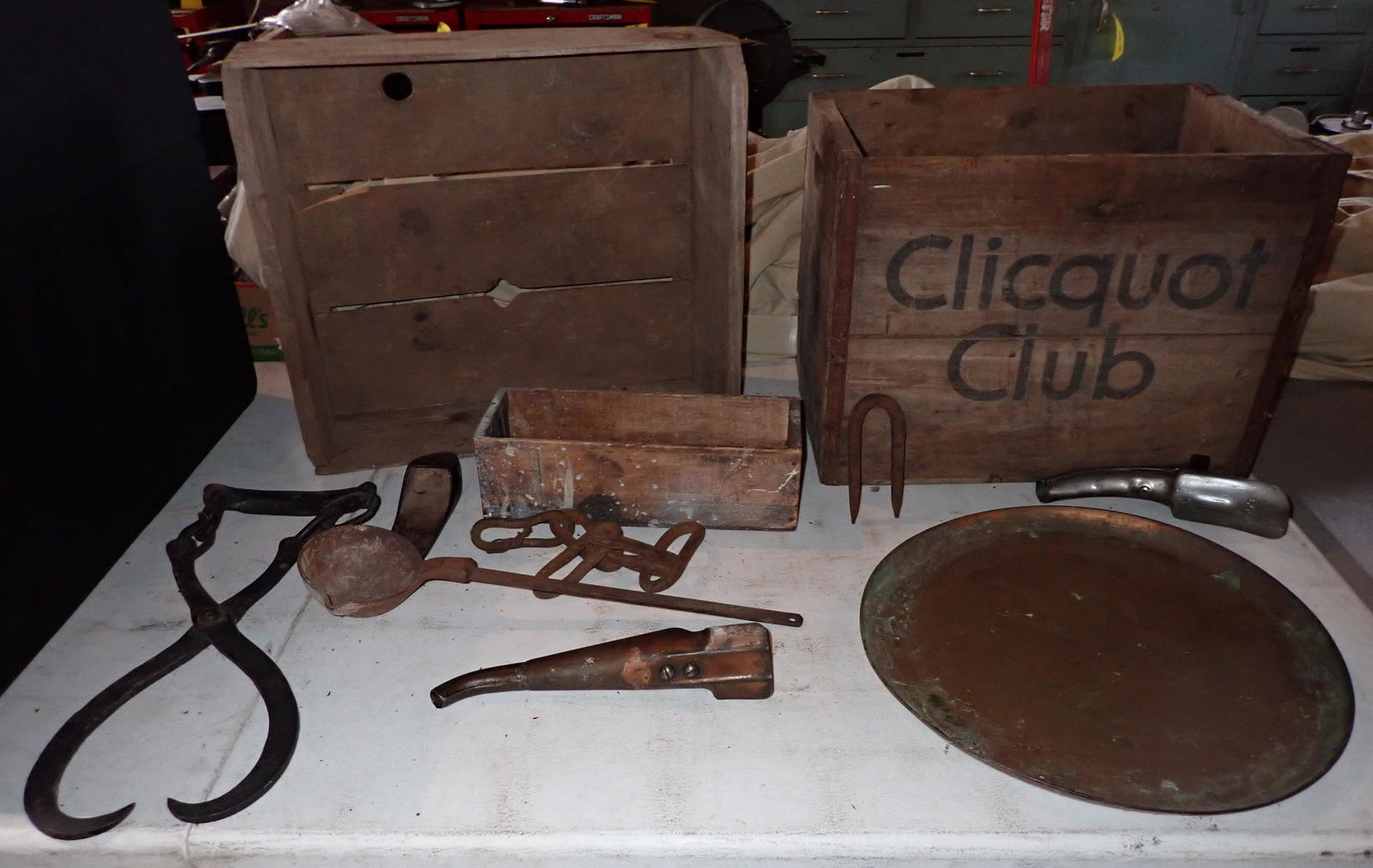 Wood Crates Copper Platter Oil Funnel & Misc (1 of 7)