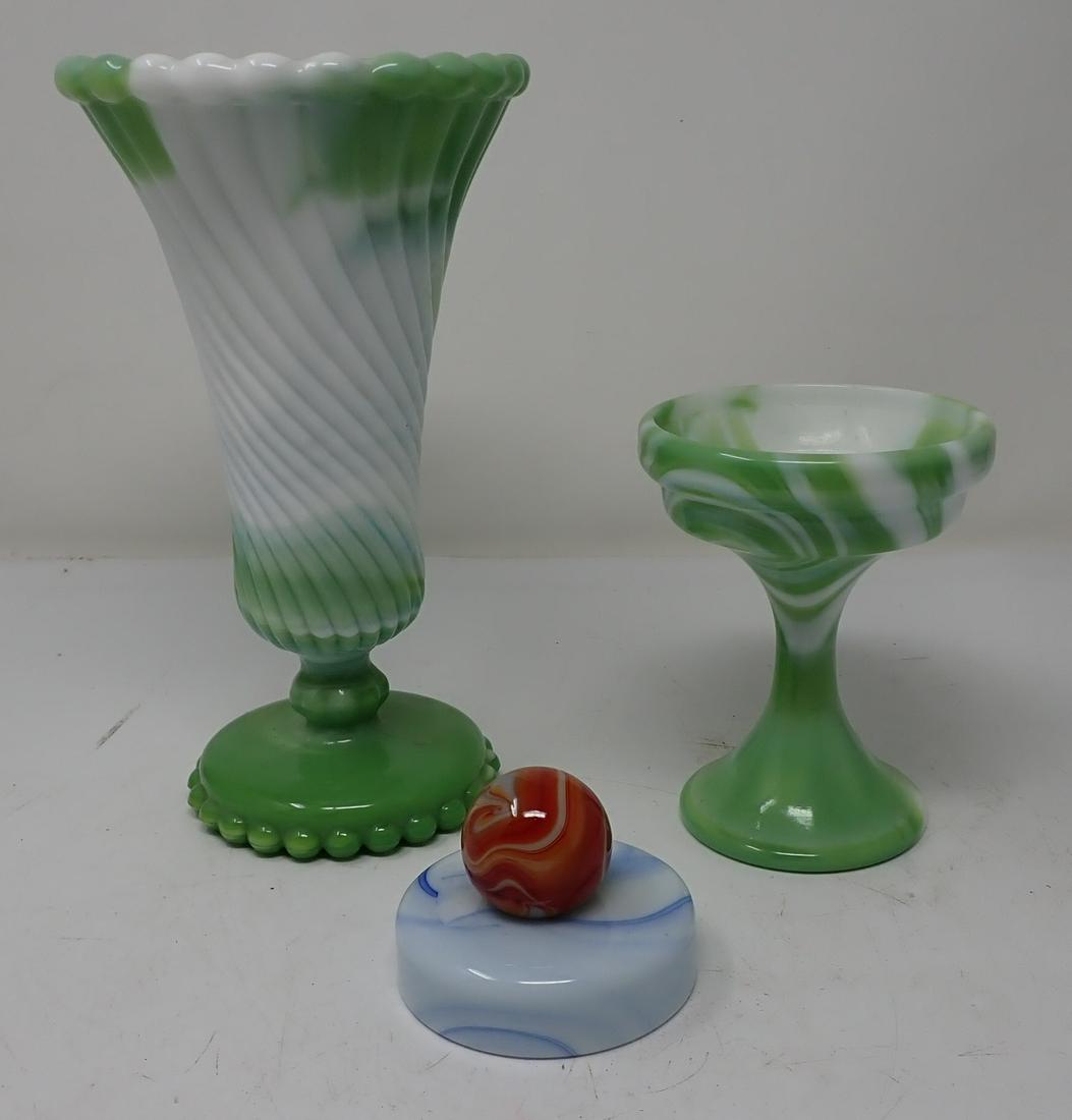 Akro Agate Vase Compote & Paperweight (1 of 3)