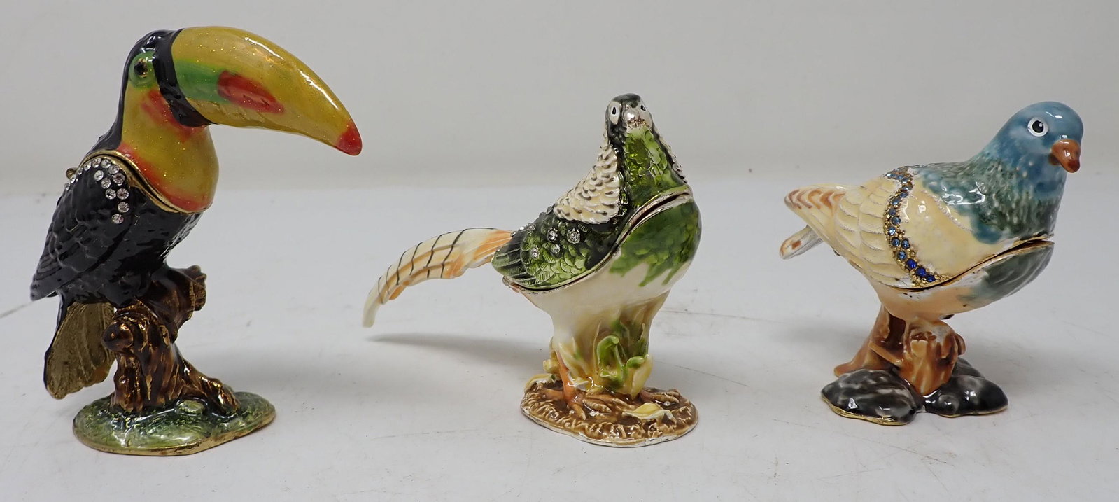 Tuscan Bird Pheasant & Pigeon Trinket Boxes: Tallest is apprx 3 3/4" tall